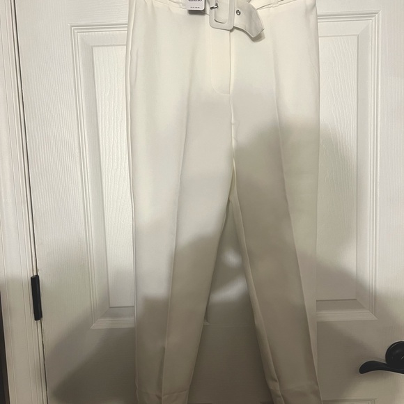 Bebe size 2 highways, self belt woven cigarette leg pant white off-white - Picture 1 of 4